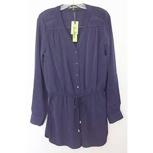 NWT | Sam Edelman Navy Cinched Waist Romper | Button Front Chic One-Piece | Sz M